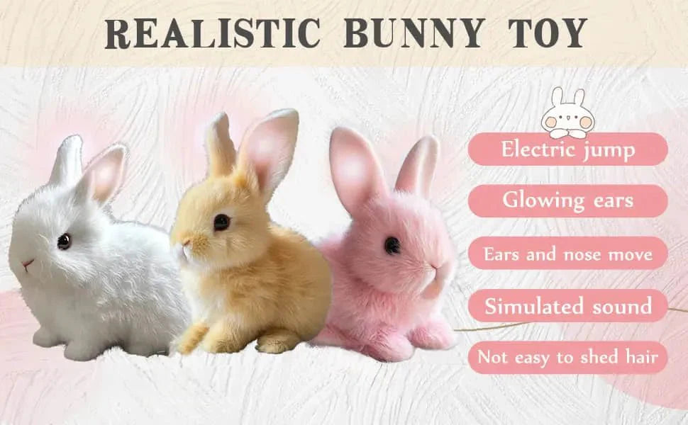 SnuggleHop Interactive Plush Bunny – Hops, Wiggles Ears, Touch - Activated, PP Cotton, Leash Included - Quincelle.co
