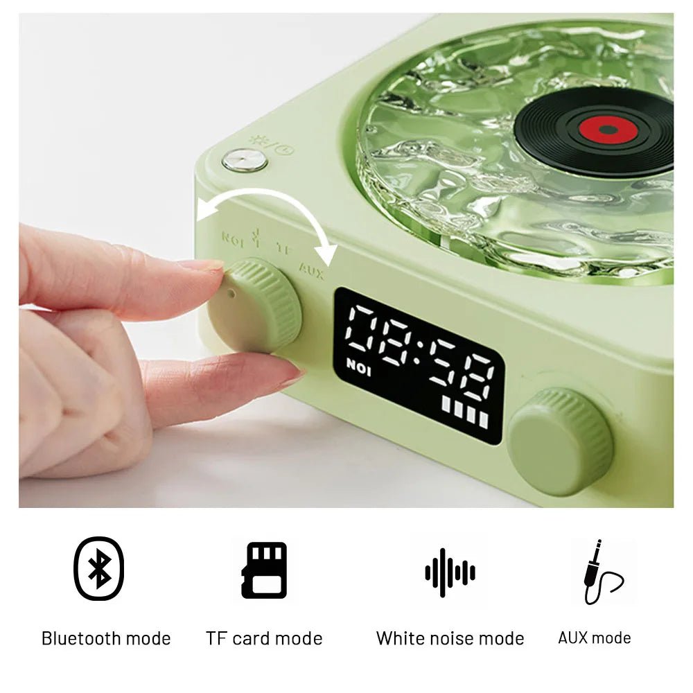 Retro Turntable Bluetooth 5.0 Speaker with RGB Ambient Light and Nature Sounds - Quincelle.co