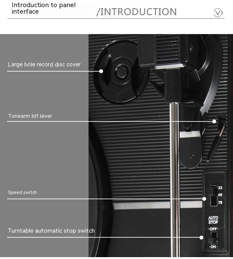 Vinyl Record Player Bluetooth Turntable Built - in Stereo Speakers 3 - Speed Belt Drive Wood - Quincelle.co