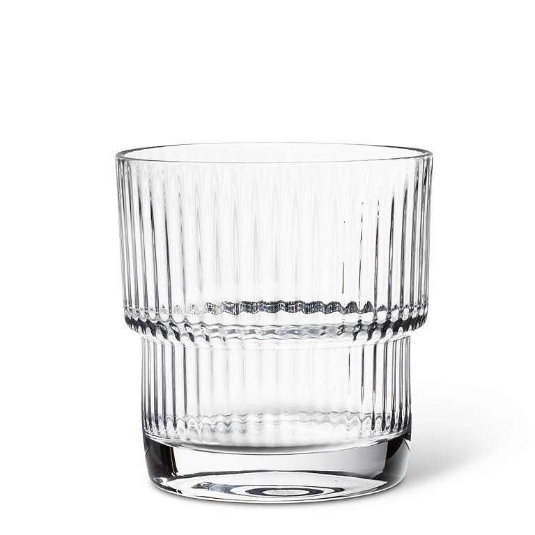 Rippled Glass Tumblers, Set of 4 — Textured Optic Drinking Glasses for Water & Cocktails