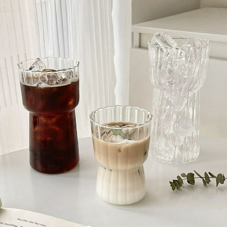 Rippled Glass Tumblers, Set of 4 — Textured Optic Drinking Glasses for Water & Cocktails