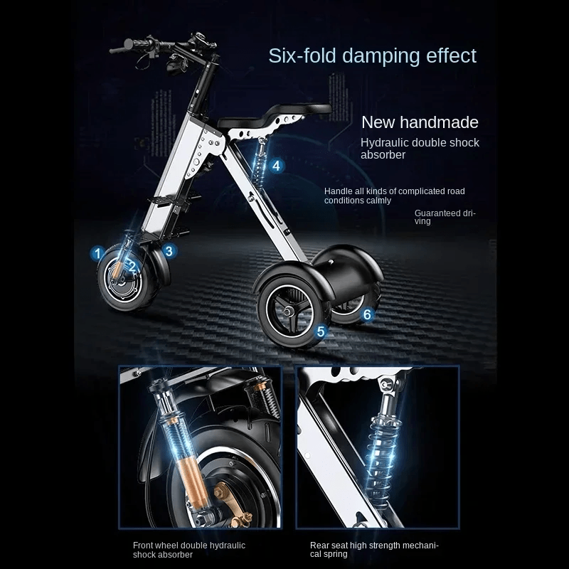 K7S Mini Foldable 3-Wheel Electric Scooter – , 7.8Ah Battery, 3-Speed, R... — View 11