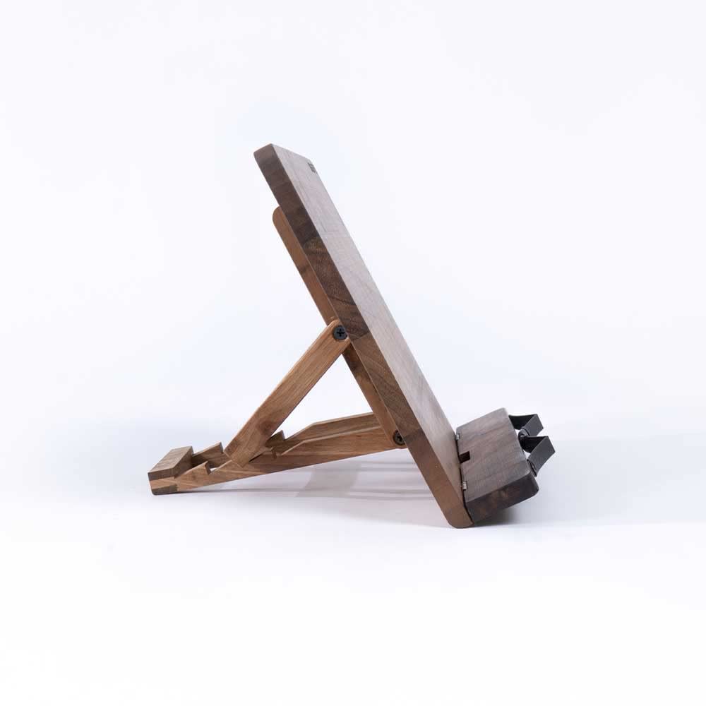 Solid Walnut Book Stand, Adjustable — Wooden Cookbook Holder & Reading Rest for Home