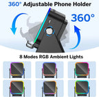 5-in-1 Wireless Bluetooth Speaker Phone Stand RGB Light Auto Induction C... — View 5