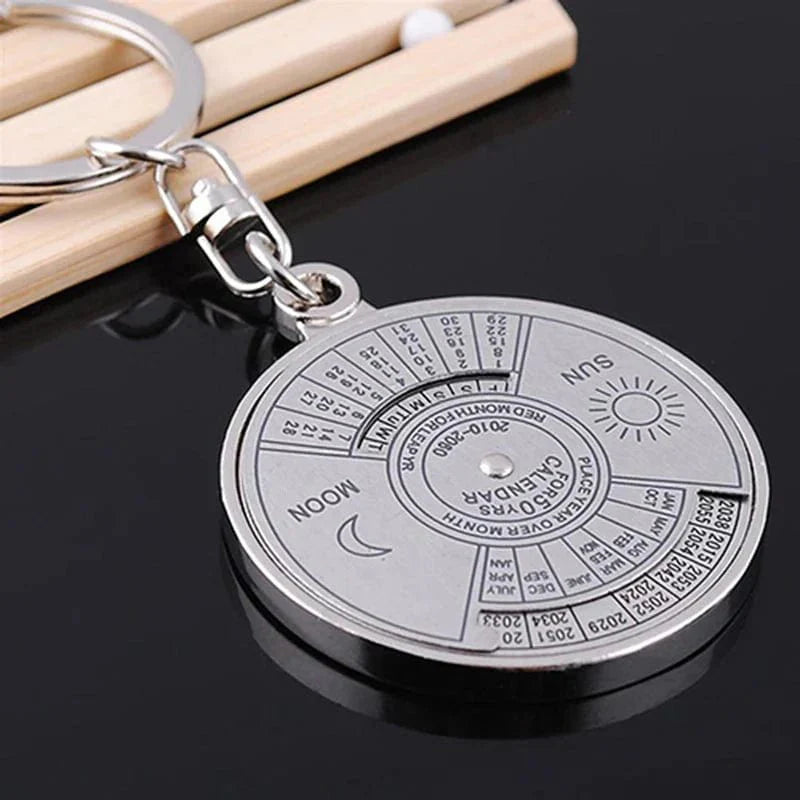 50 Years Perpetual Calendar Silver Alloy Keyring Keychain Key-fob Decora... — View 7