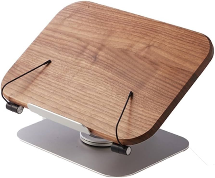 Solid Walnut Book Stand, Adjustable — Wooden Cookbook Holder & Reading Rest for Home