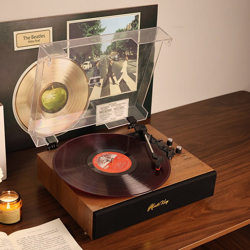 Retro Vinyl Record Player Bluetooth Speaker Cabinet Vintage Style Home Decor - Quincelle.co