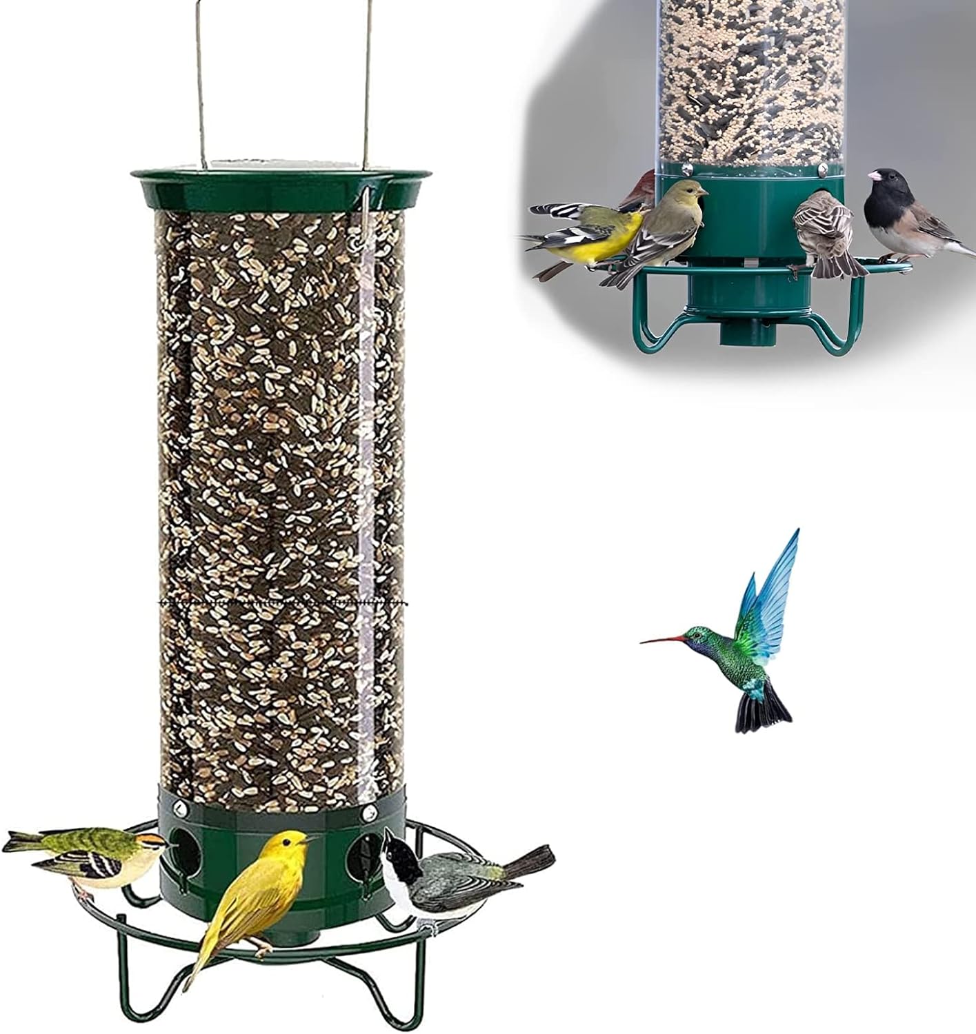 Squirrel - Proof Bird Feeder Spinning Tube – 4 Ports 5lb Capacity Weight Activated Outdoor Hanging - Quincelle.co