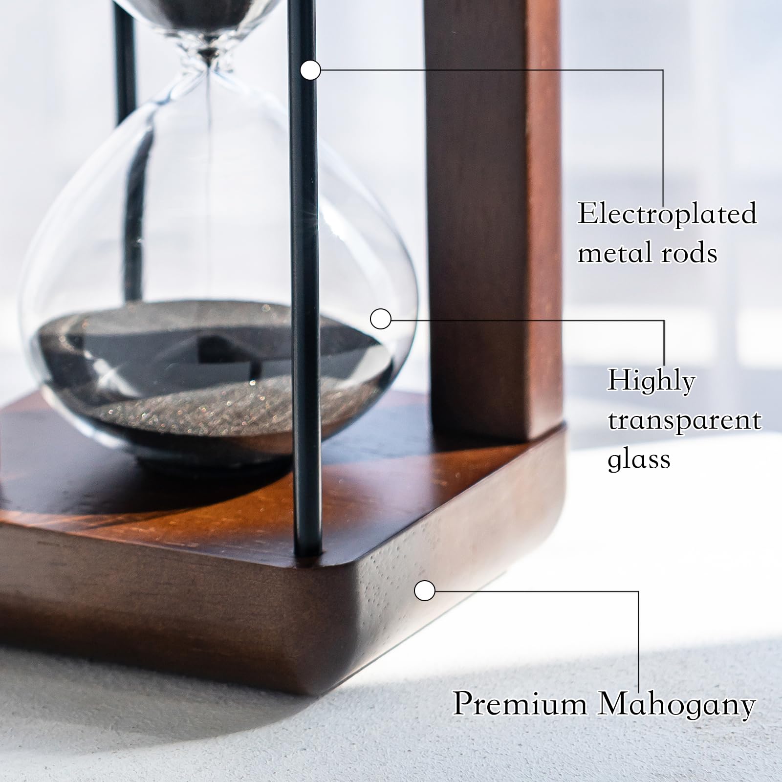 Decorative wooden hourglass desk ornament