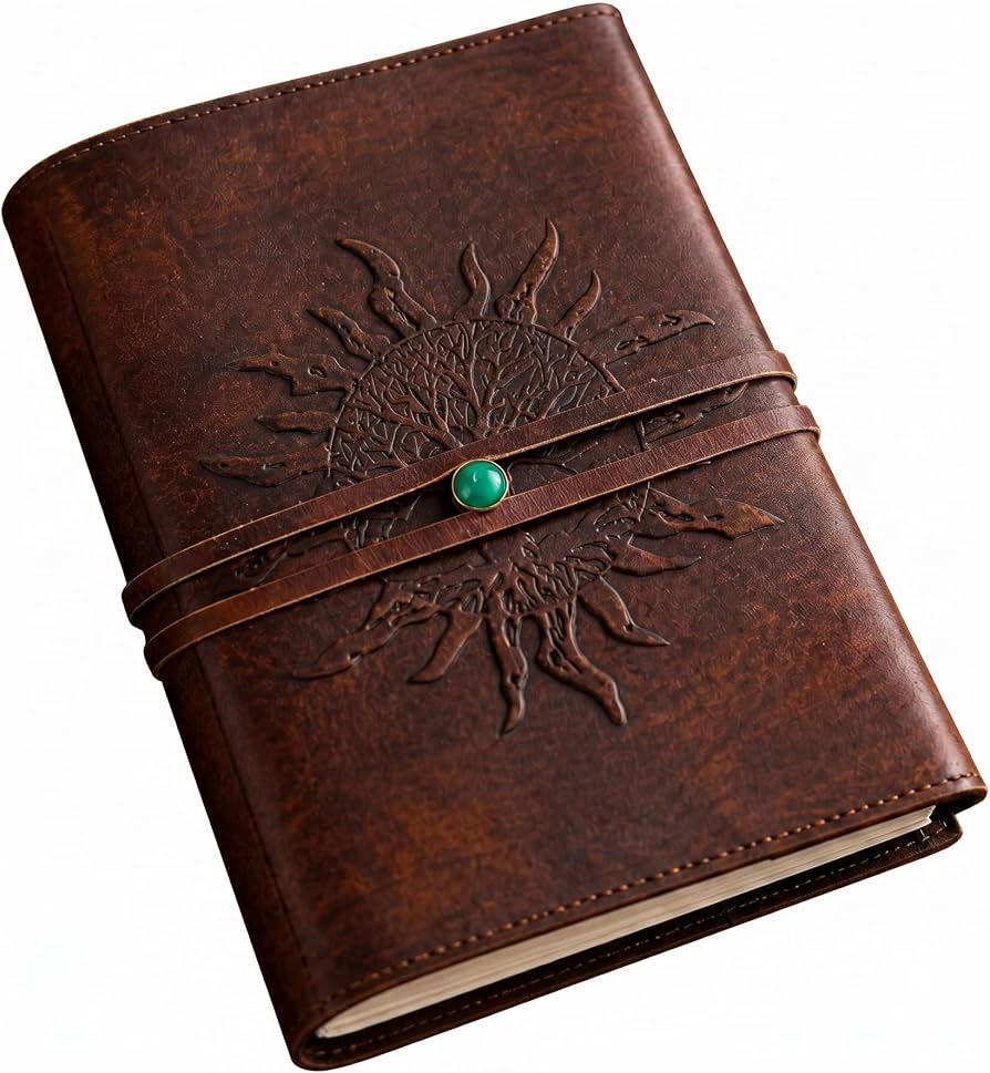 Leather journal open