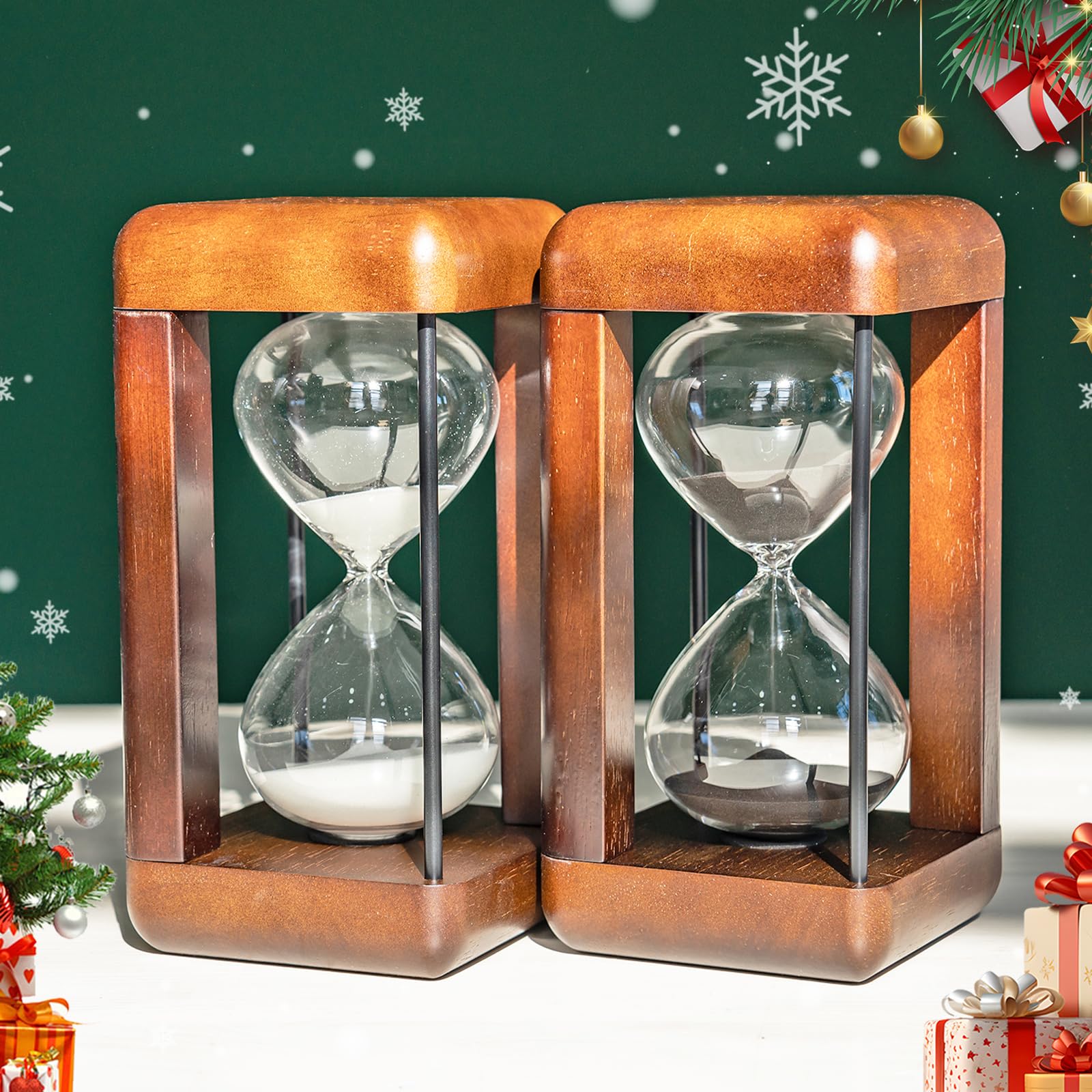 Premium walnut hourglass 60 minute sand timer gift