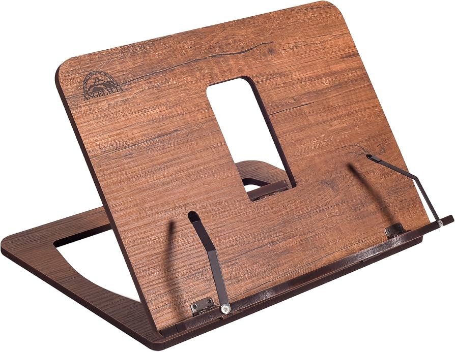 Solid Walnut Book Stand, Adjustable — Wooden Cookbook Holder & Reading Rest for Home