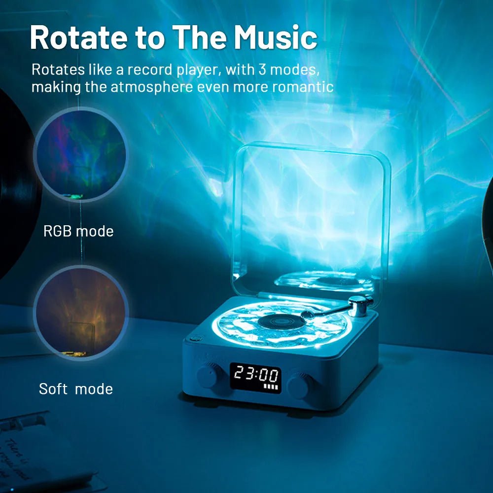 Retro Turntable Bluetooth 5.0 Speaker with RGB Ambient Light and Nature Sounds - Quincelle.co