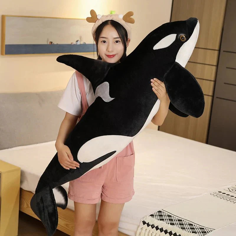 Lifelike Orcinus Orca Black Whale Plush Toy - Quincelle.co