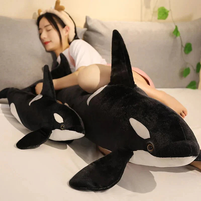Lifelike Orcinus Orca Black Whale Plush Toy - Quincelle.co