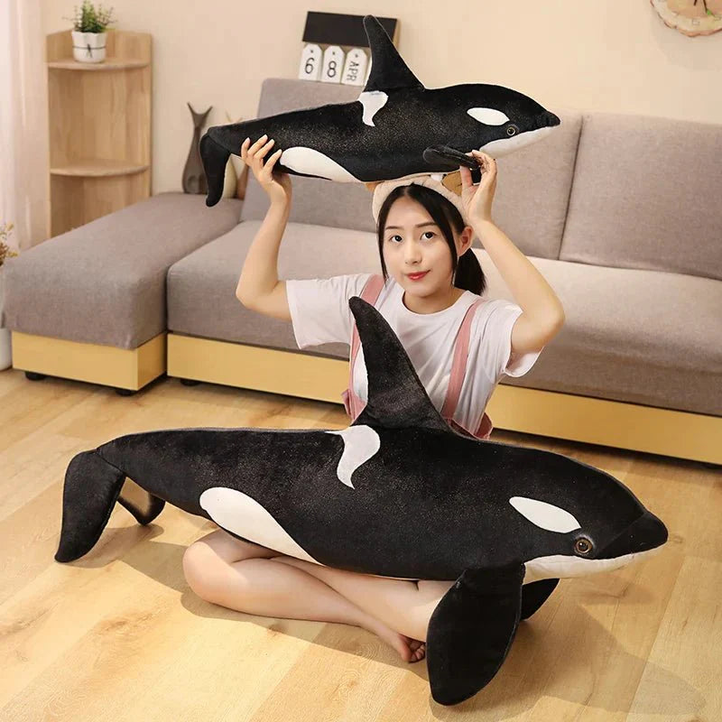 Lifelike Orcinus Orca Black Whale Plush Toy - Quincelle.co
