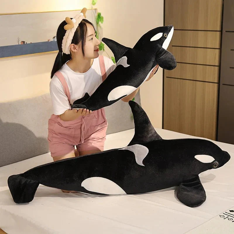 Lifelike Orcinus Orca Black Whale Plush Toy - Quincelle.co