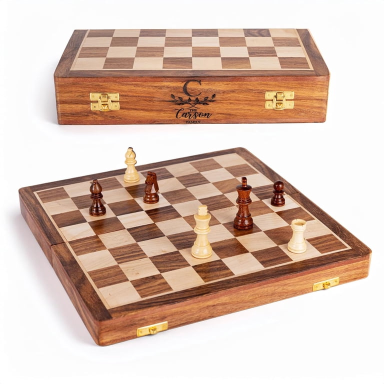 Folding wooden chess set