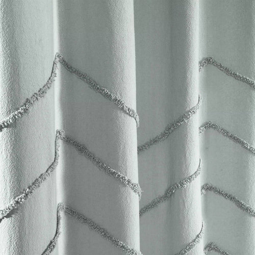 72-inch Pastel Blue Chenille Cotton Shower Curtain with Chevron Pattern — View 2