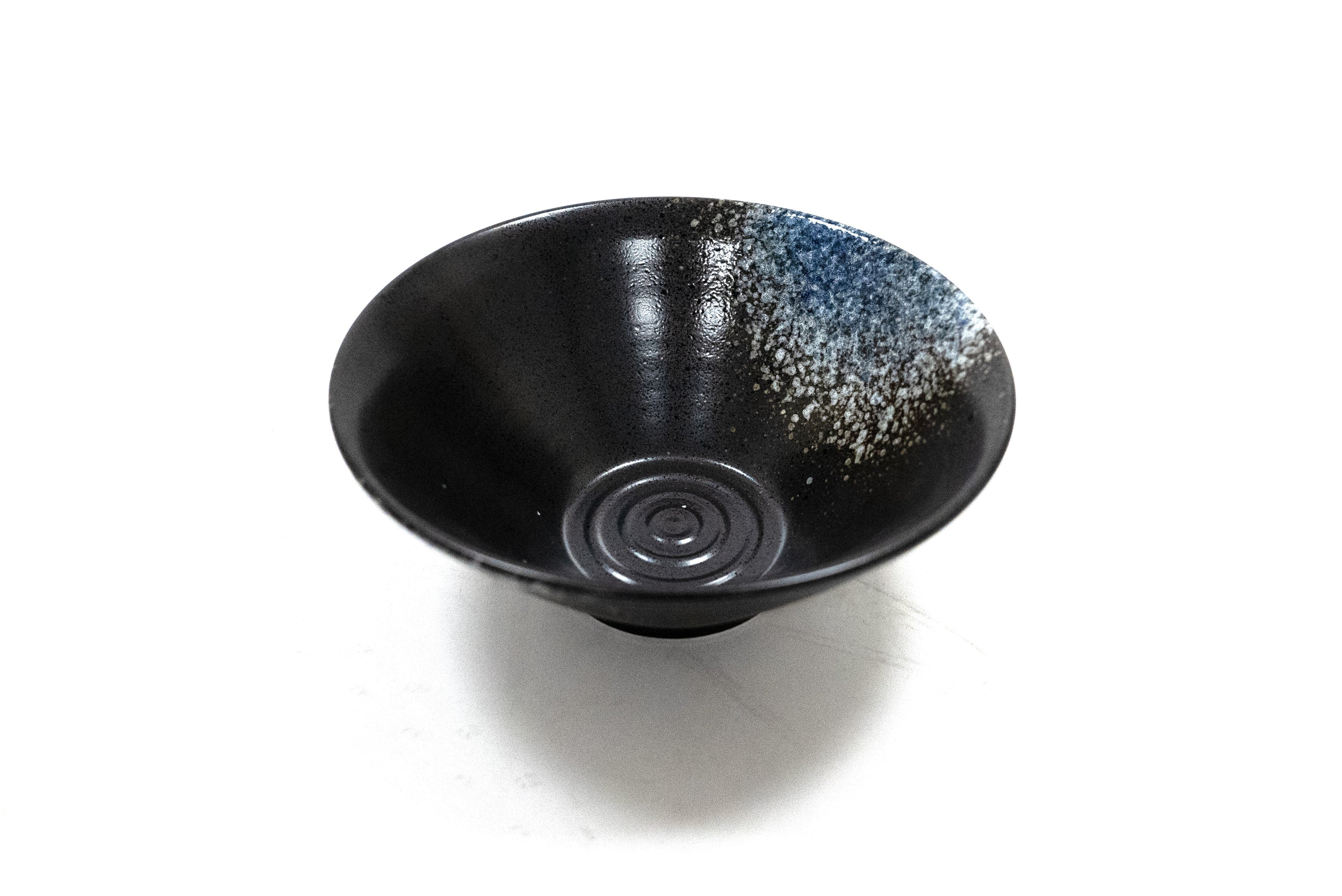 Stoneware ramen bowl reactive glaze top view