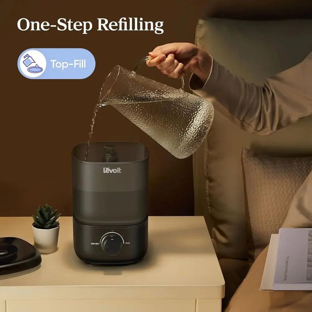 Top - Fill Humidifier 2.5L 360° Nozzle Auto Shut - Off Quiet Cool Mist Baby Bedroom Plants Black - Quincelle.co
