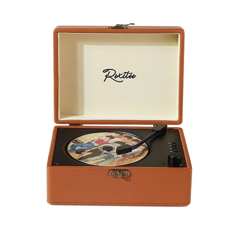 Vintage Leather CD Player Two - Way Bluetooth 5.0 6 - in - 1 USB Lossless Rechargeable Retro Suitcase Gift - Quincelle.co