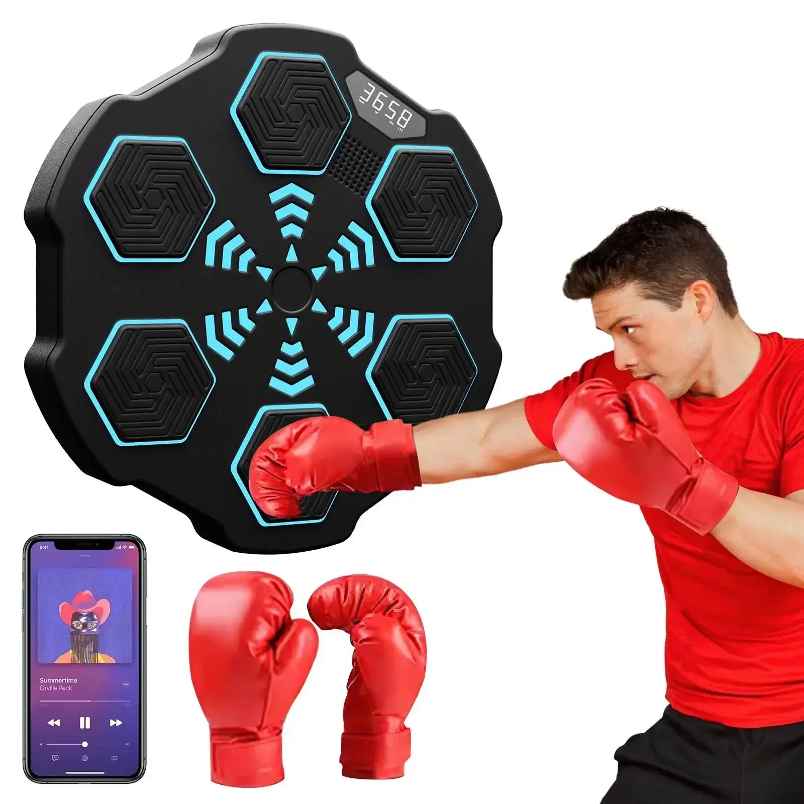 RhythmStrike: LED Music Boxing Machine with Gloves - Quincelle.co