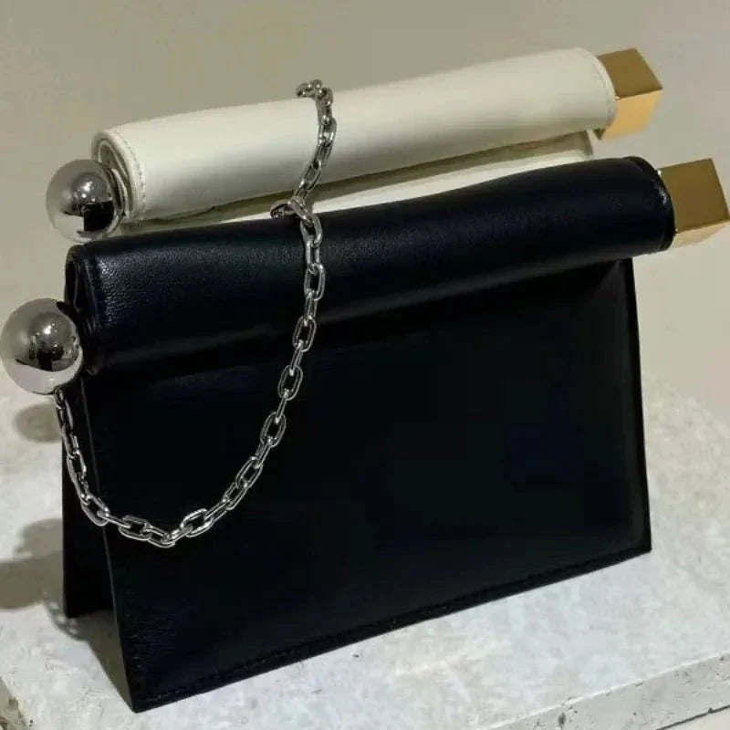 Nappa Leather Roll - Up Clutch Bag – Folding Chain Crossbody, Evening Shoulder Pouch, Designer Women's Party Bag - Quincelle.co