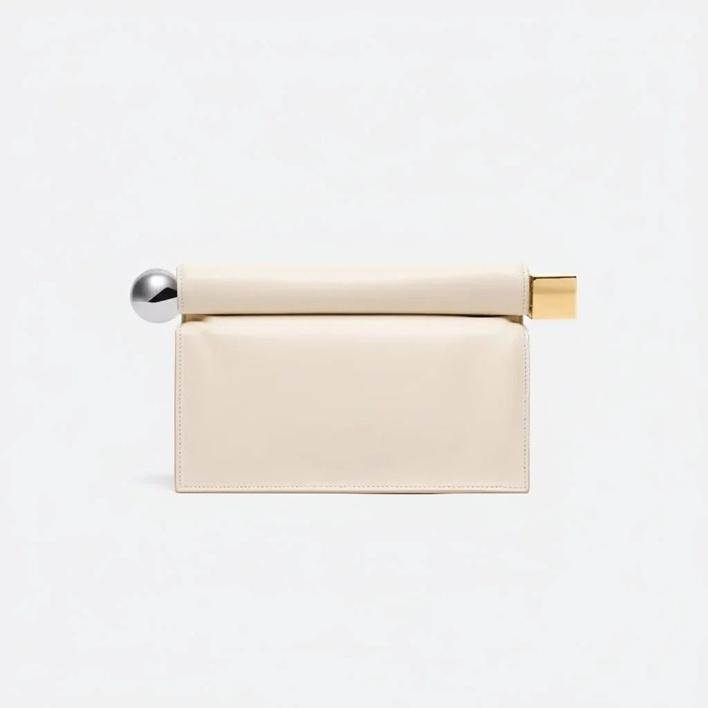 Nappa Leather Roll - Up Clutch Bag – Folding Chain Crossbody, Evening Shoulder Pouch, Designer Women's Party Bag - Quincelle.co