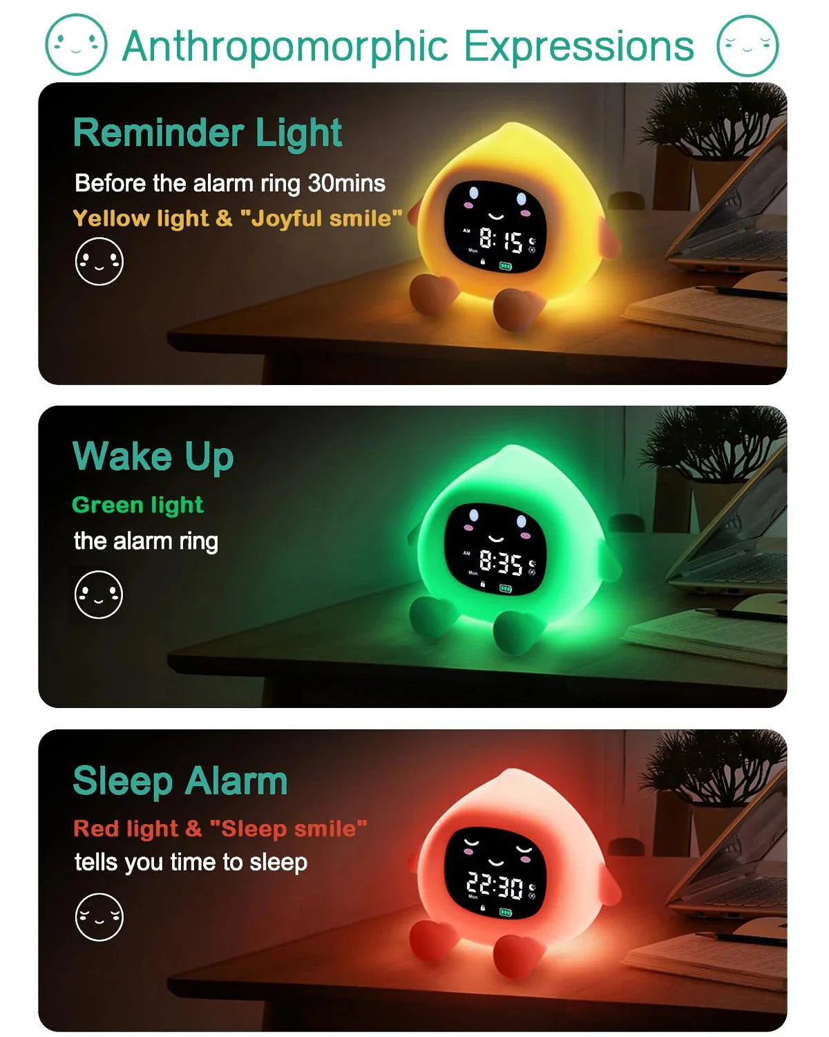 ORIA Kids Alarm Clock – Smart Sleep Training & 9 - Color LED Night Light - Quincelle.co