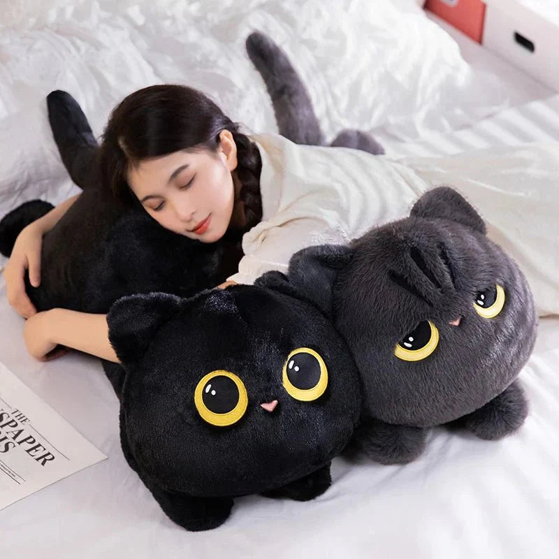 Cute Black Cat Plush Toy - Kawaii Cuddly Pillow Cushion — Gift Idea