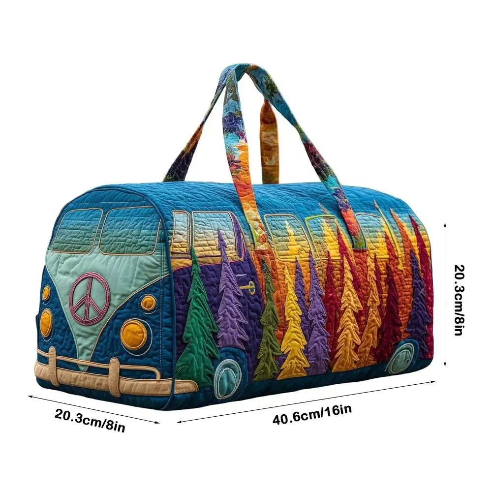 3D Frog Pattern Quilted Duffle Bag – Boho Weekender Travel Bag, Yoga Mat... — View 6