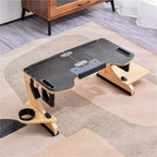 Wood Laptop Stand 360° Adjustable Foldable Portable Computer Desk Reclining Ergonomic 10 - 17" Natural - Quincelle.co