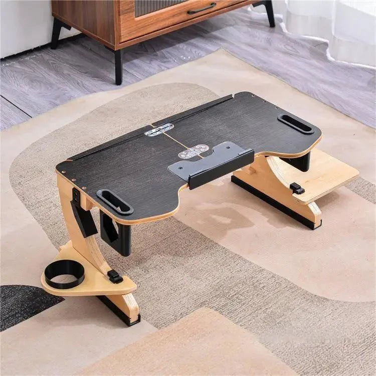 Wood Laptop Stand 360° Adjustable Foldable Portable Computer Desk Reclining Ergonomic 10 - 17" Natural - Quincelle.co