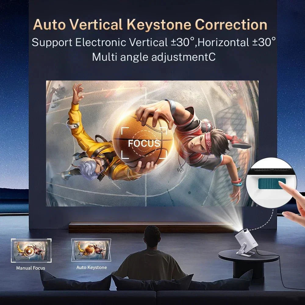 Mini Portable Projector 1080P WiFi Bluetooth, Outdoor Movie Projector Auto Keystone, 180° Rotation - Quincelle.co