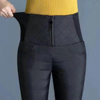 Winter Down Cotton Pencil Pants | Windproof High - Waist Warm Slim Trousers - Quincelle.co