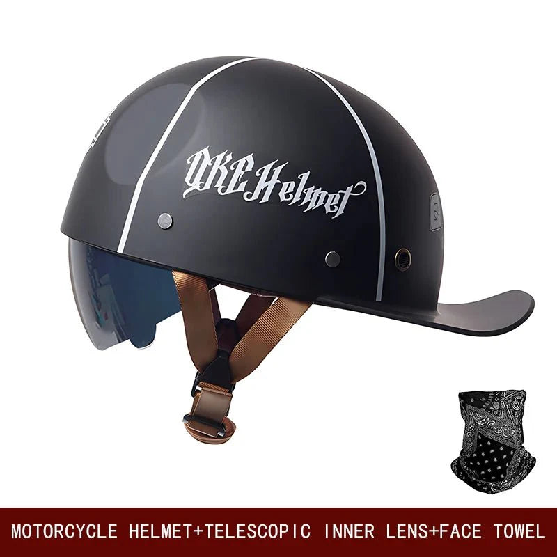 Retro Motorcycle Half Helmet Open Face Bike Cruiser Skateboard Helmet Su... — View 5