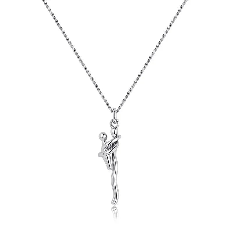 Mother & Child Hugging Pendant Necklace – Stainless Steel Minimalist Mom Charm, Anniversary Jewelry Gift - Quincelle.co