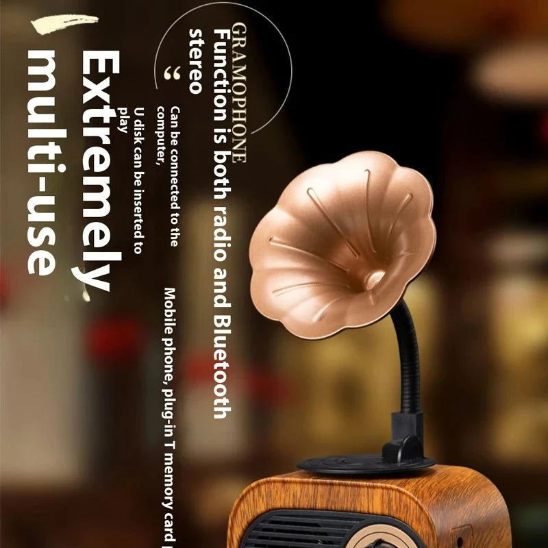 Retro Wood Bluetooth Speaker Portable Wireless Mini Speaker with FM Radi... — View 4