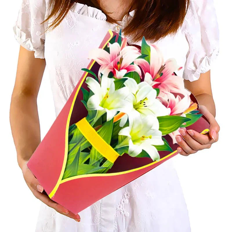 Thoughtful 3D Pop - Up Flower Bouquet Card - Forever Floral Greeting Set - Quincelle.co