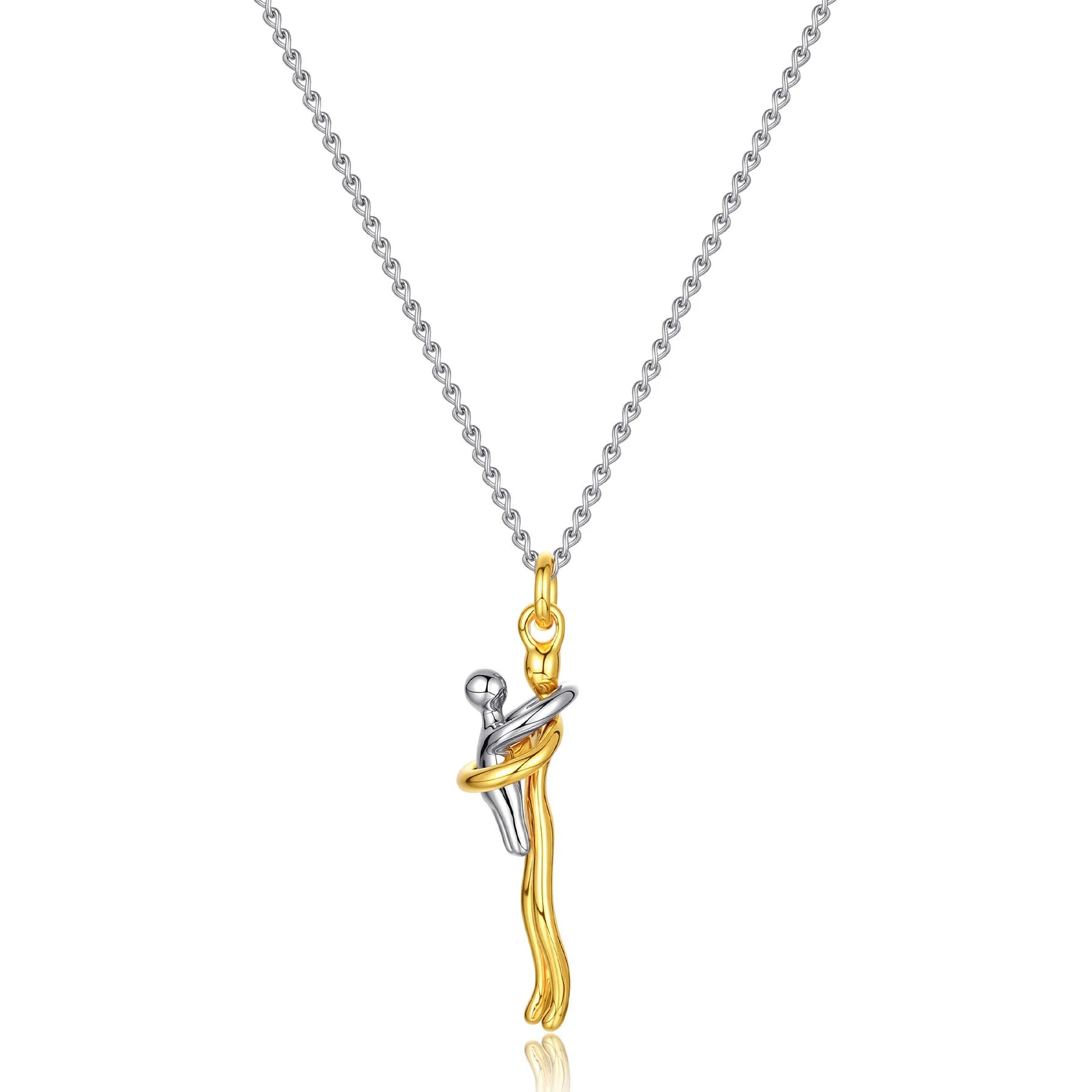 Mother & Child Hugging Pendant Necklace – Stainless Steel Minimalist Mom Charm, Anniversary Jewelry Gift - Quincelle.co