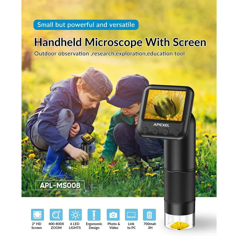 Premium Handheld 800X HD Digital Microscope with 2 Inch LCD Screen - Quincelle.co