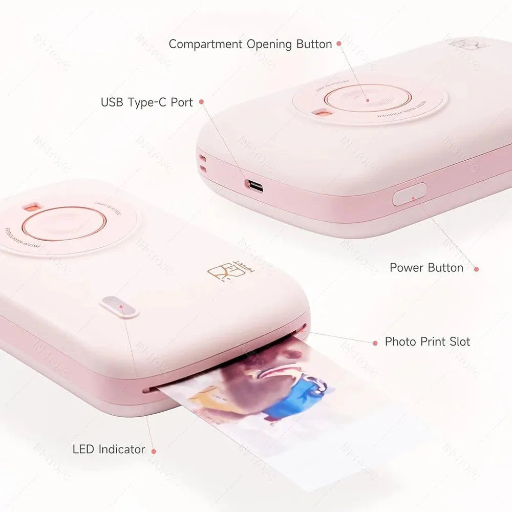 Portable Color Photo Printer 300DPI Wireless 2x3 Inch Travel Picture Pri... — View 3