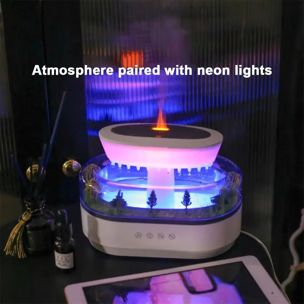 Rain Cloud Aroma Diffuser Zen Raindrops Air Humidifier 4 - in - 1 Essential Oil 7 - Color Night Light USB - Quincelle.co