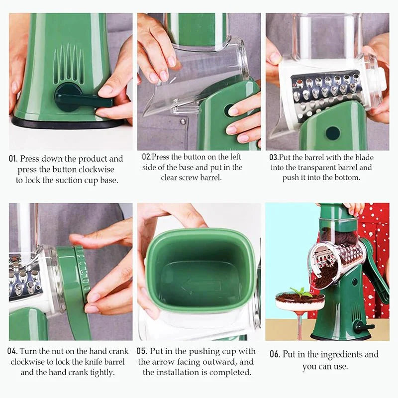 5-in-1 Professional Rotary Grater | Multi-Functional Kitchen Mandoline &... — View 4
