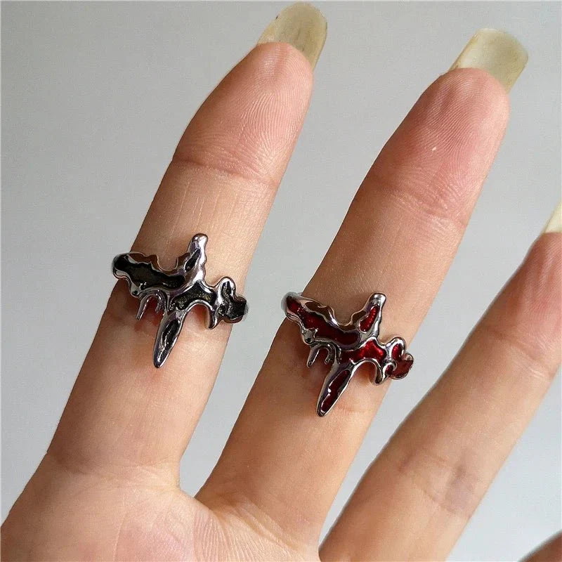 Quincelle™ Gothic Cross Ring | Punk Irregular Y2K Grunge Jewelry — View 4