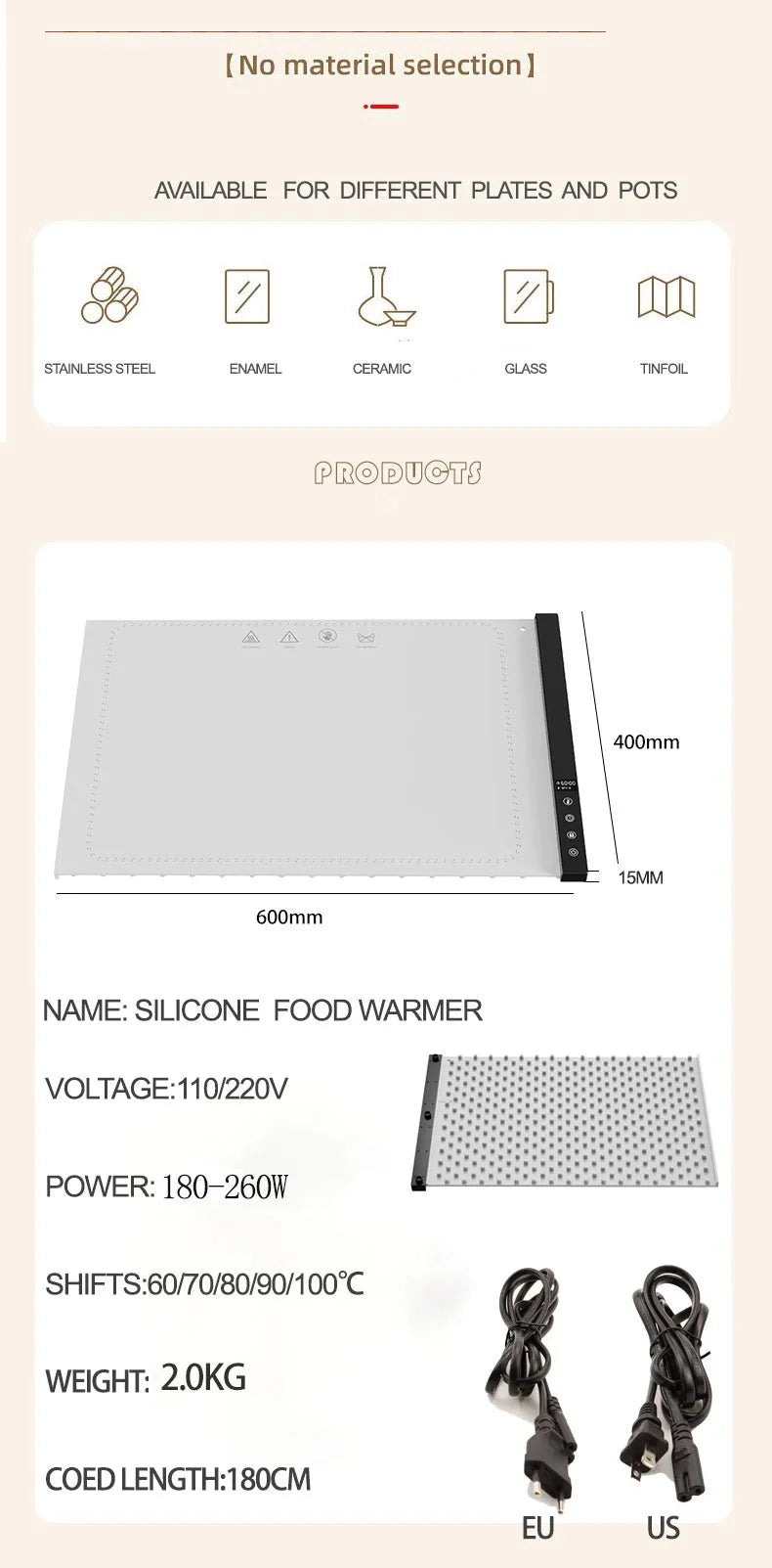 Silicone Heating Mat for Food Warming Trays | Rollable Party Buffet Warmer - Quincelle.co