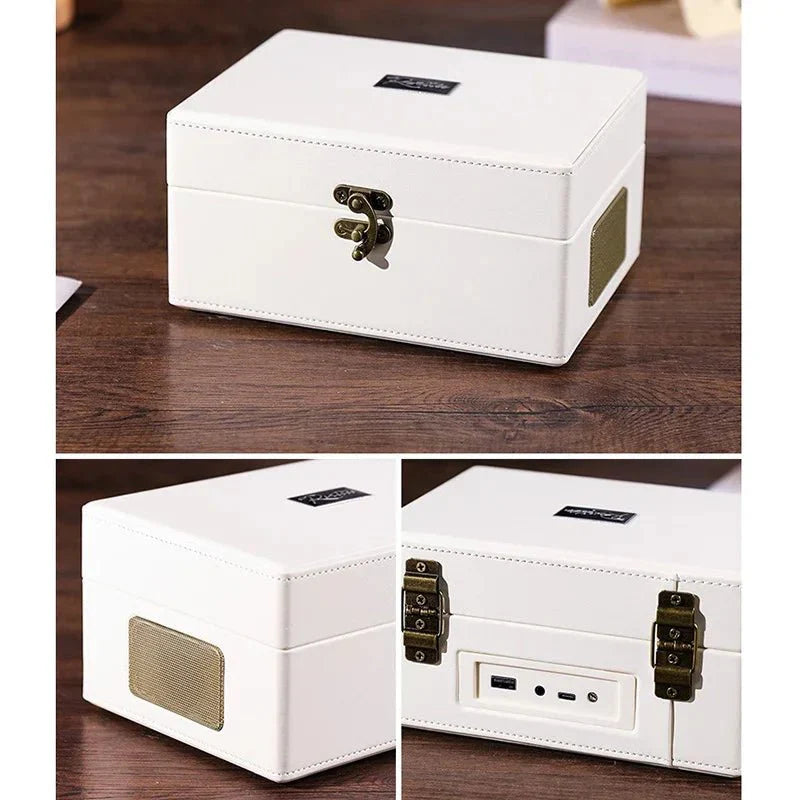 Vintage Leather CD Player Two - Way Bluetooth 5.0 6 - in - 1 USB Lossless Rechargeable Retro Suitcase Gift - Quincelle.co