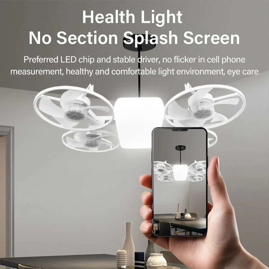 2-in-1 E27 Socket Ceiling Fan Light - Dimmable LED with Remote - 3 Color... — View 5