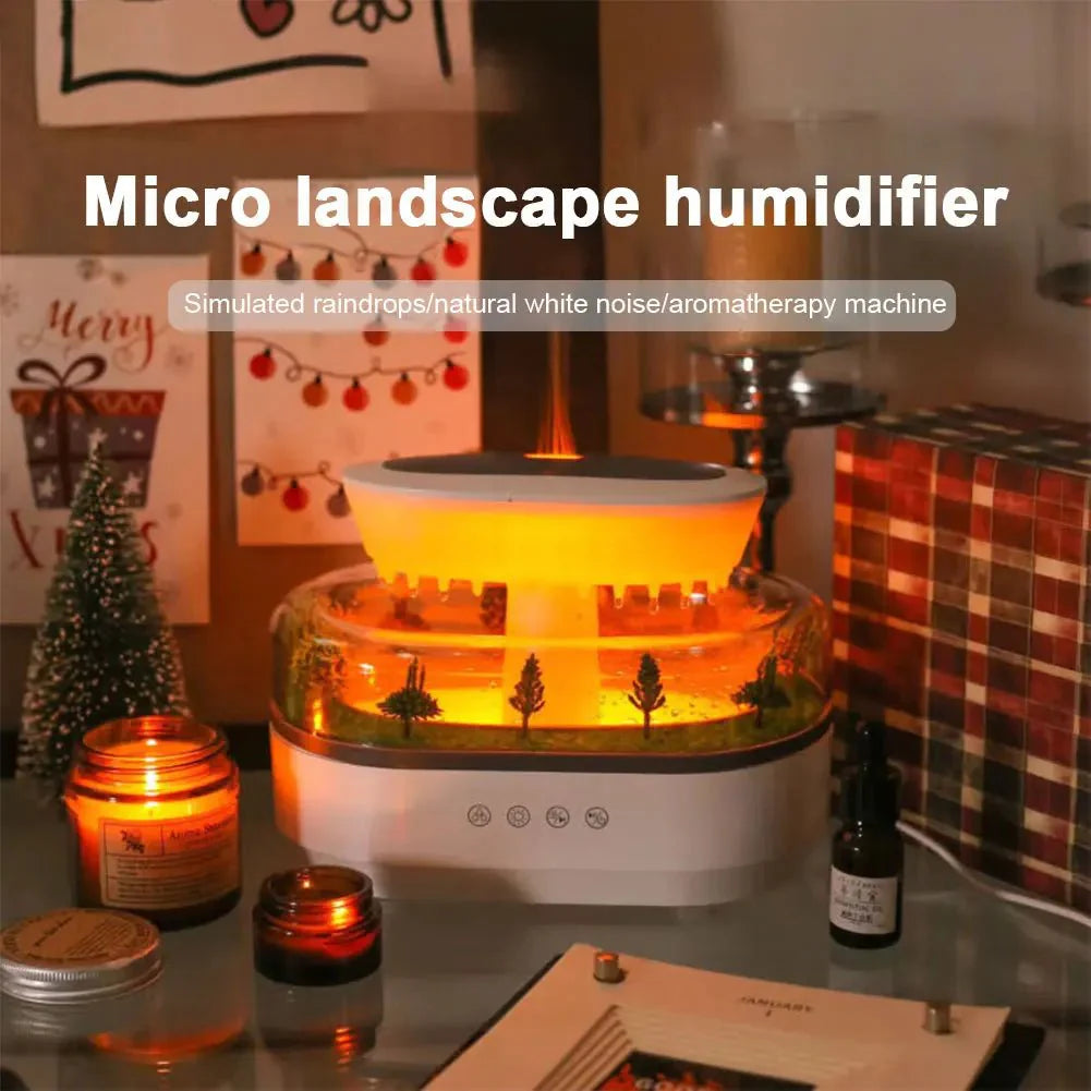Rain Cloud Aroma Diffuser Zen Raindrops Air Humidifier 4 - in - 1 Essential Oil 7 - Color Night Light USB - Quincelle.co